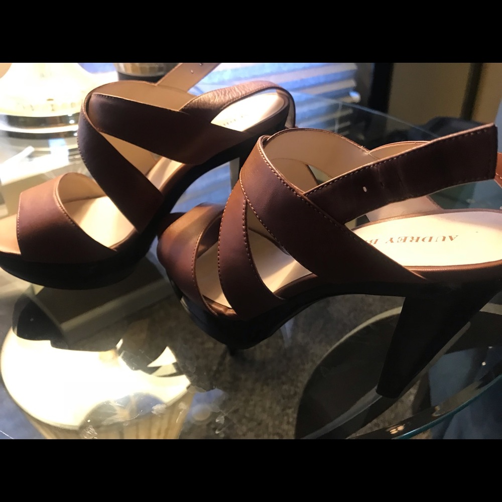 Audrey Brooke Cognac Heel Sandals